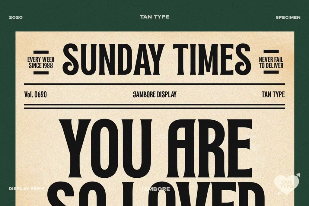 TAN Jambore Font Family – modern serif with classic retro flair