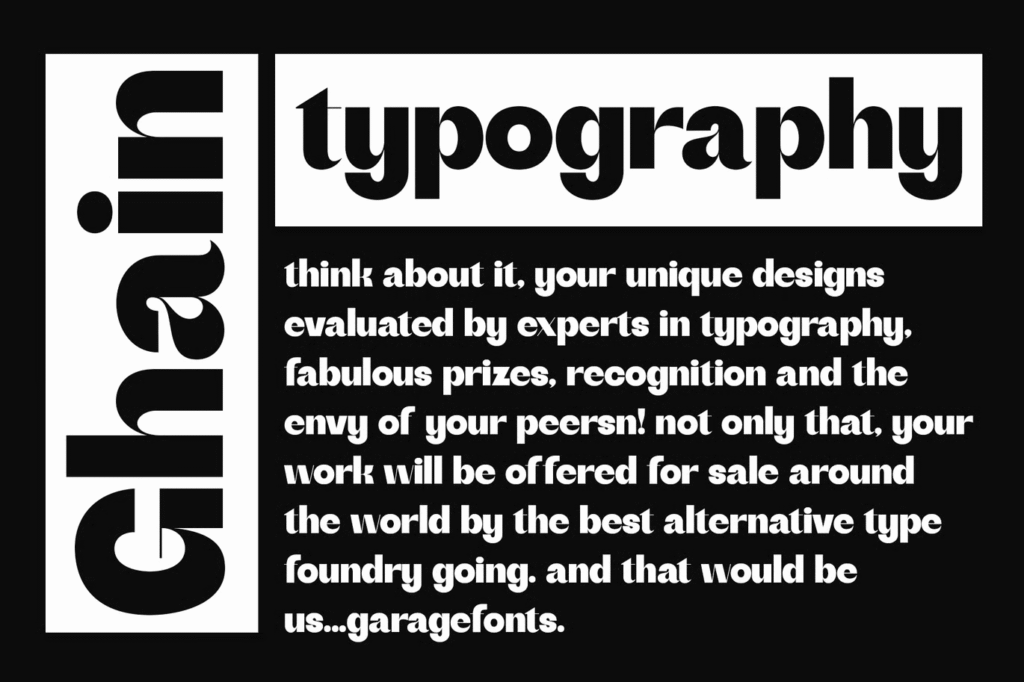 Ghain typeface used in a magazine headline layout.