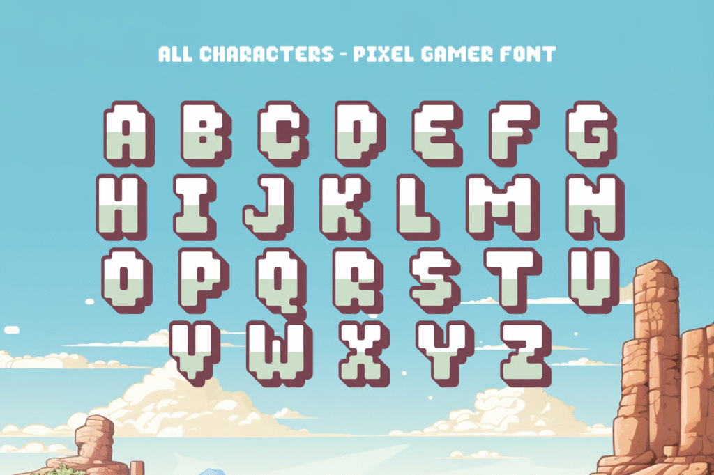 Editorial magazine headline styled with Pixel Gamer font.