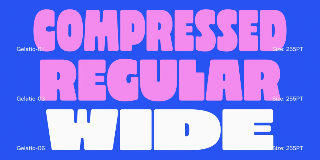 Gelatic typeface packaging design example.