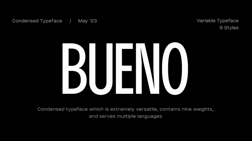 Bueno typeface in uppercase and lowercase letters.
