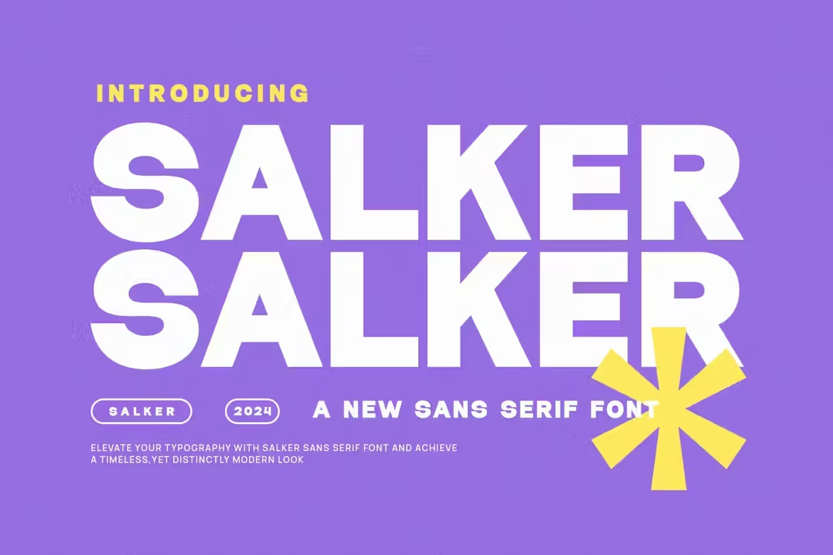 Salker bold sans serif font sample in modern branding design