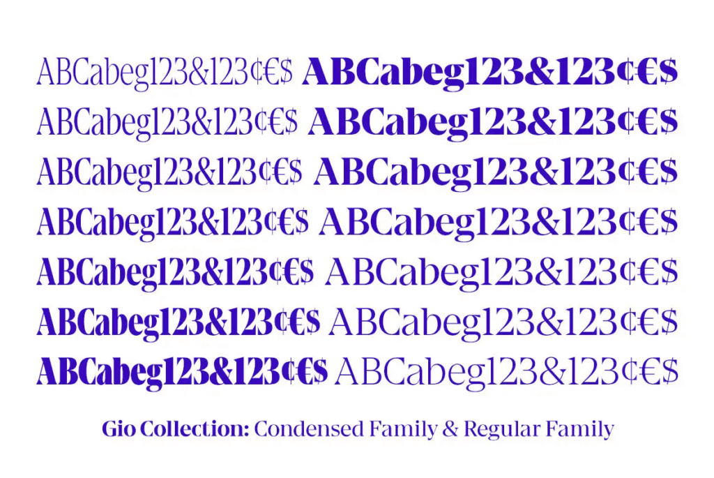 Branding mockup featuring Gio wedge serif font.