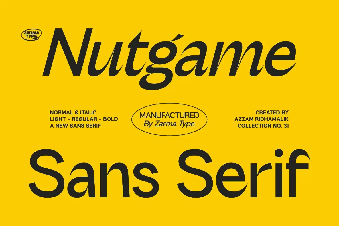 Nutgame Font – modern sans serif with retro 70s style
