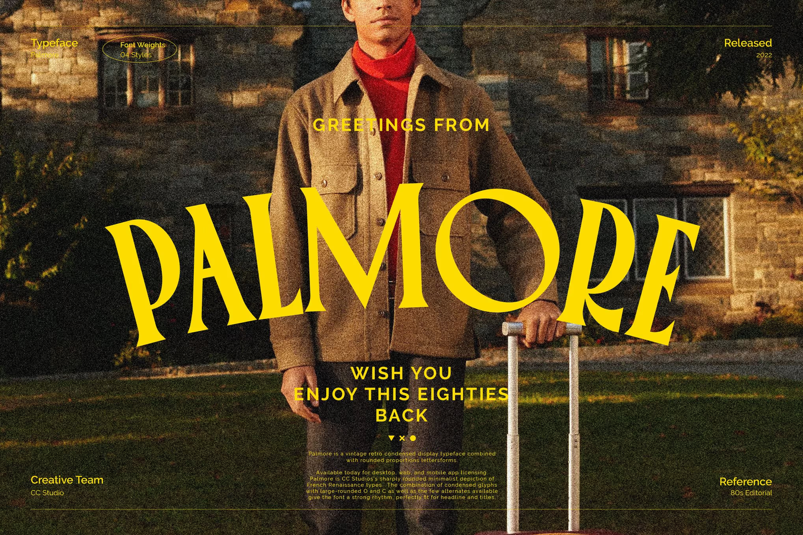 Palmore Font – vintage retro condensed display typeface for headlines and titles
