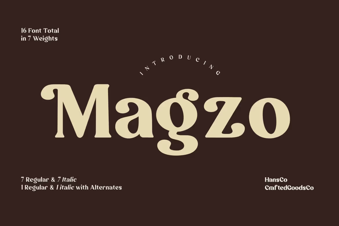 Magzo Font – versatile serif family for branding, packaging, and logo design