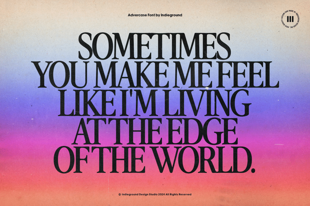 Advercase retro serif letters in bold vintage style – elegant typeface for creative branding and ads
