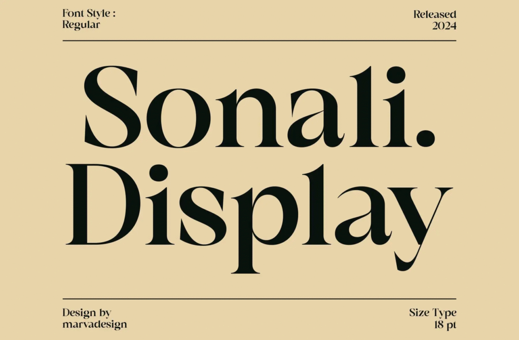 Sonali modern serif typeface applied to logo templates