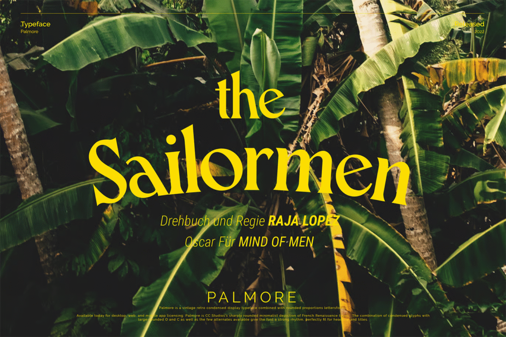 Palmore Font – vintage typeface with alternates and multilingual characters
